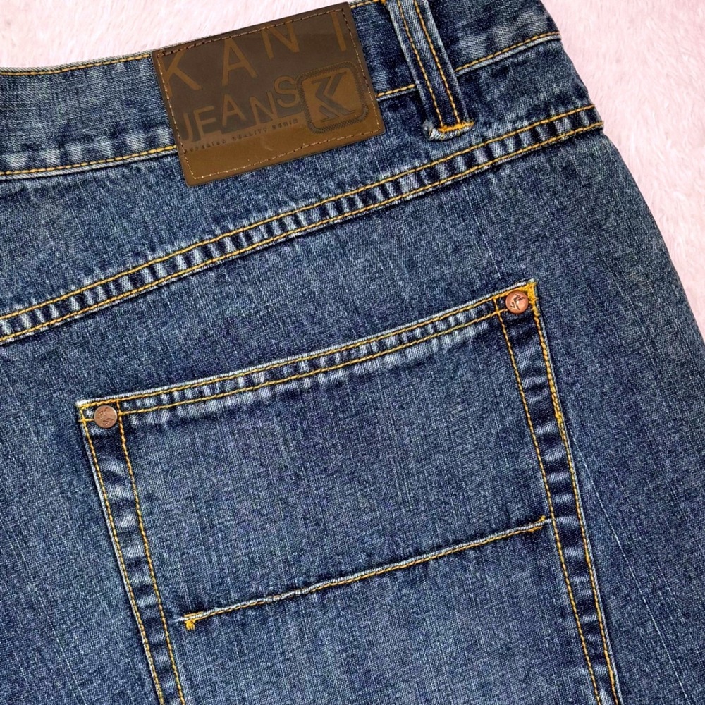 Y2K Karl Kani Jeans Men 44x34 (FIT 42x33) Blue Relaxed Wide Leg Streetwear Baggy